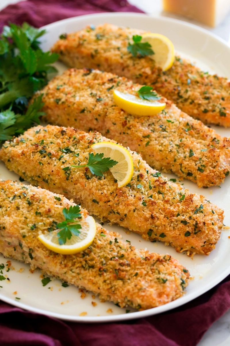 Baked parmesan crusted salmon